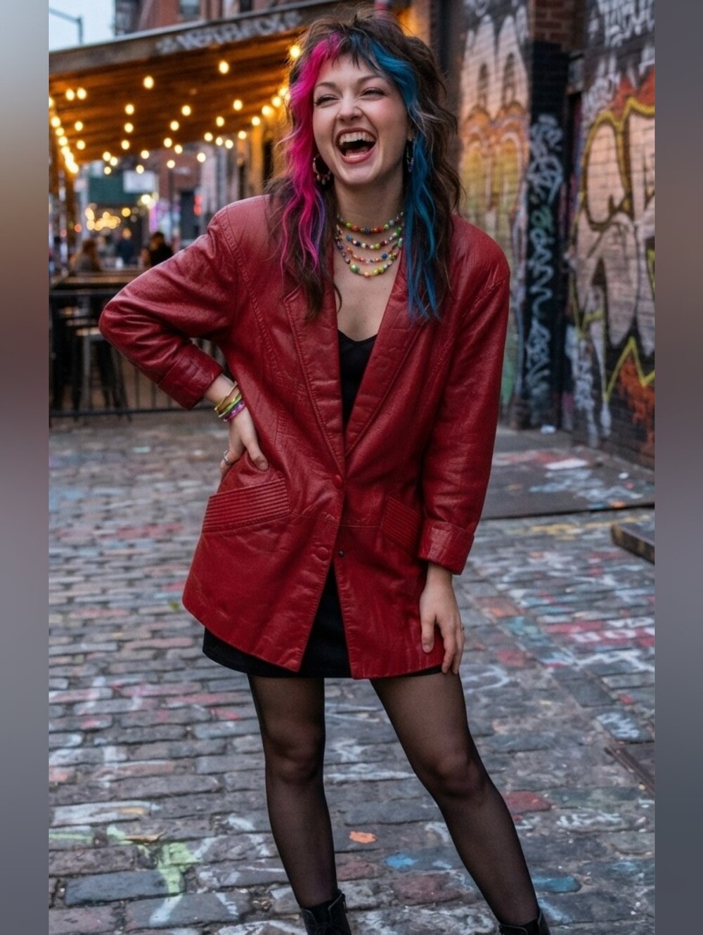 Vintage G-III Red Leather Oversized Blazer Jacket M